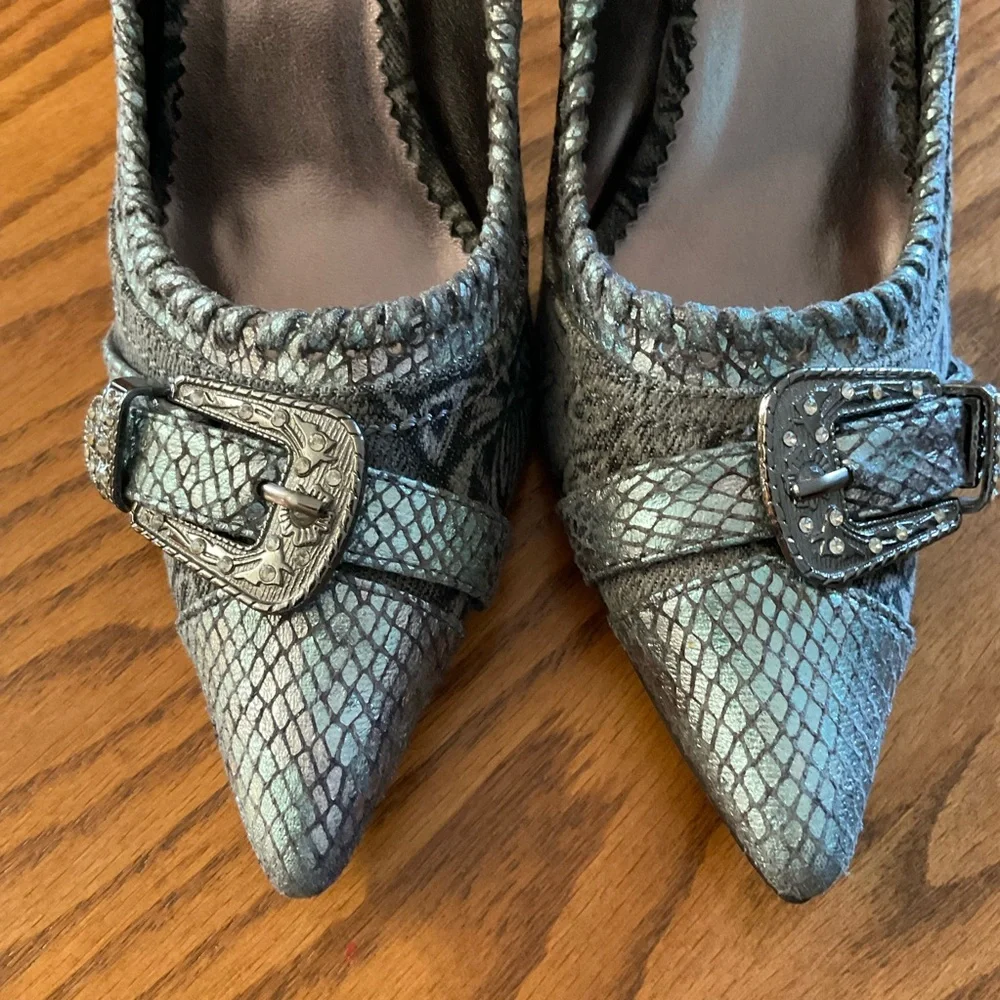 Italina Snakeskin Like Texture Print, Pointed Toe, Stilettos, Sz 7.5